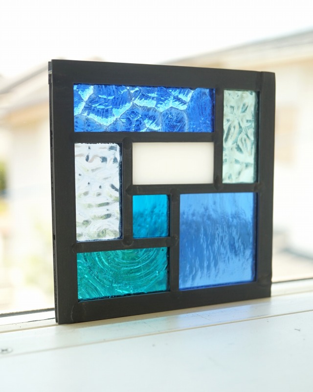 楽天市場】ステンドグラス パネル 住宅用 7つのスクエア ブルー