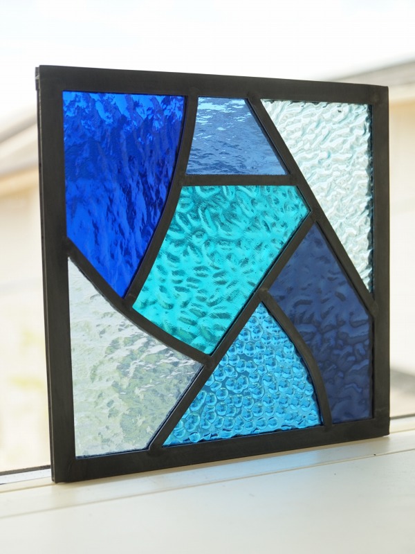 楽天市場】ステンドグラス パネル 住宅用 カーブとストレート ブルー