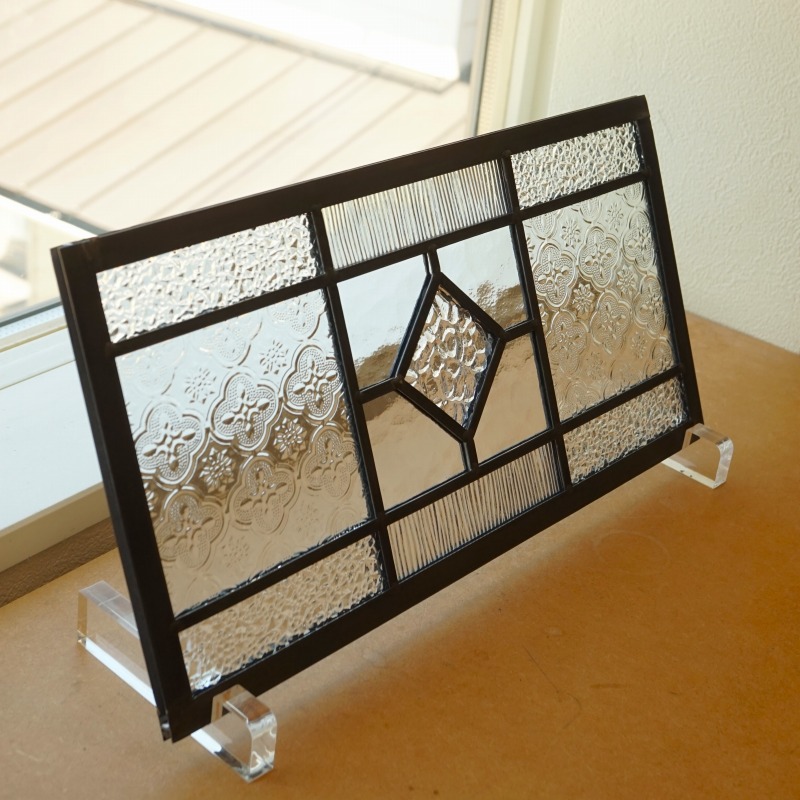 ステンドグラスパネル住宅用 ブルーロンデル&ダイヤP(1426)えびぞう