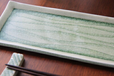 楽天市場】【手造り】サンマ皿 オフケ波紋長角皿（鈴木克弥作) 瀬戸焼