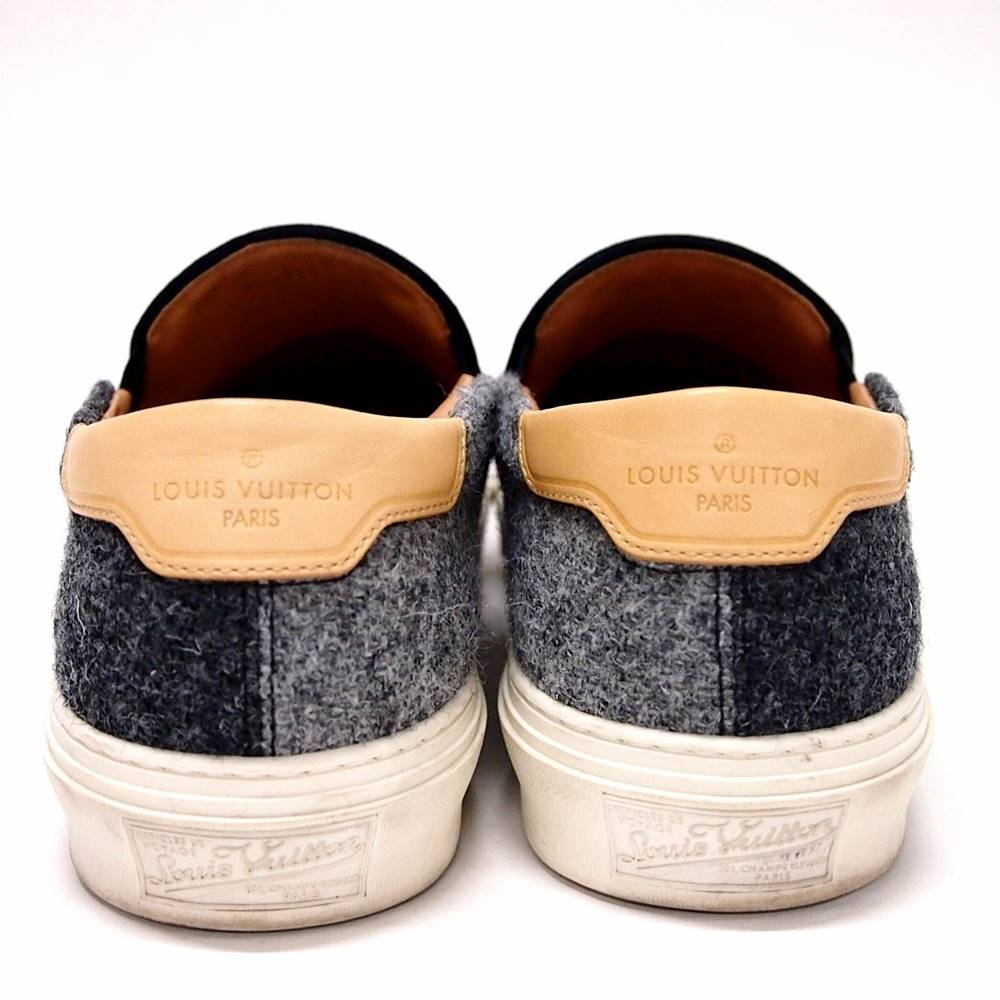 楽天市場】【中古】LOUIS VUITTON レザー ウール スリッポン ブラック