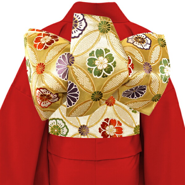 楽天市場】振袖用袋帯 金 京洛苑たはら 仕立て上がり ゴールド 花七宝