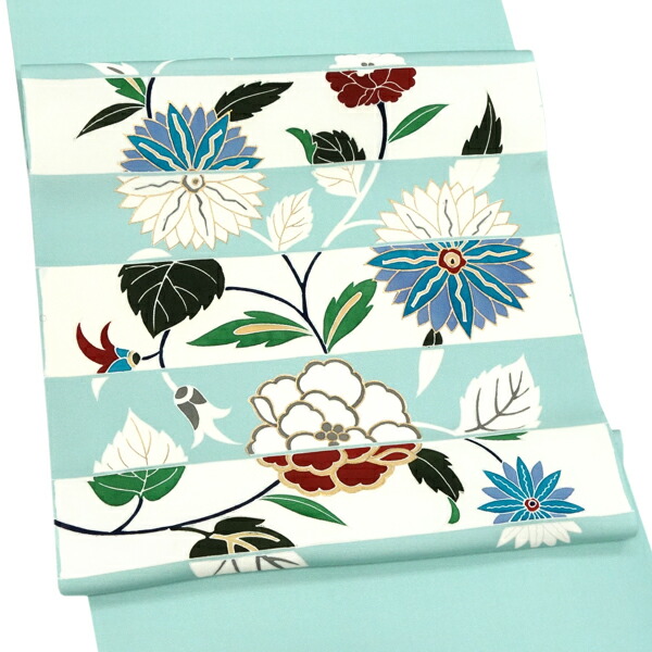 楽天市場】塩瀬名古屋帯 京友禅 仕立て付き 水色 正絹 染め帯 お茶会