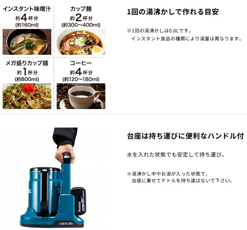 楽天市場】【正規販売店】マキタ正規品 充電式ケトル 本体のみKT360DZW
