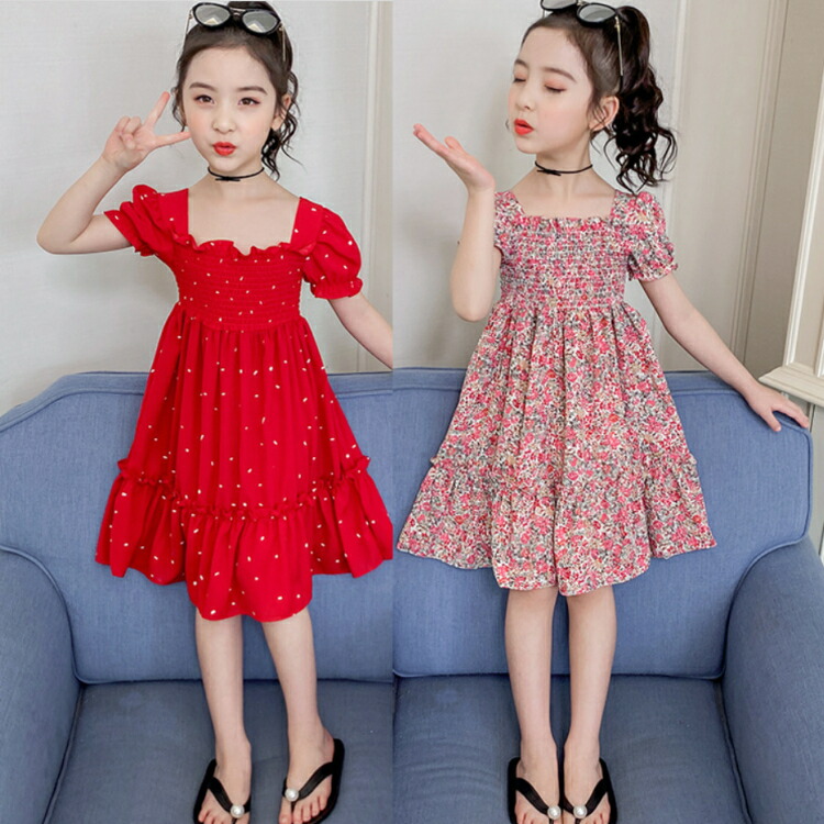 楽天市場】ワンピース 子供ワンピース 花柄ワンピース スクエアネック