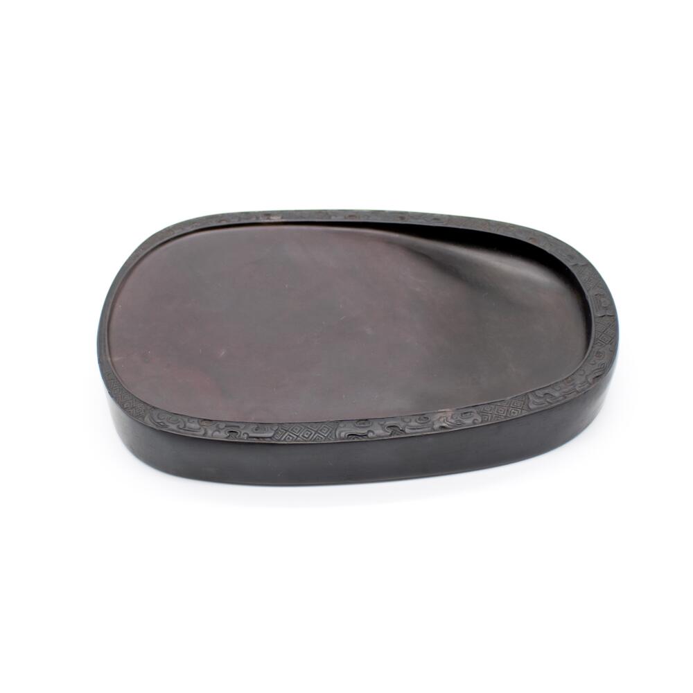 たまご中国 書道具 端渓硯 圓硯 唐木蓋付 C 7575 たまご中国 書道具