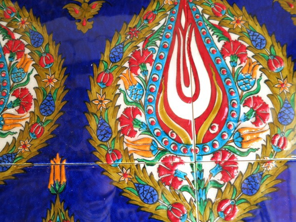 楽天市場】トルコ伝統柄・手書きタイル6枚パネル額装コバルトブルー