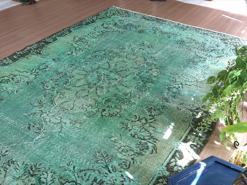 楽天市場】オーバーダイド ヴィンテージラグ グリーン 299×196cm