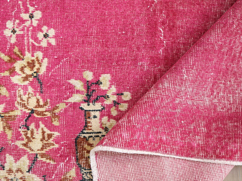 楽天市場】ヴィンテージ オーバーダイドラグ ピンク 276×161cm トルコ