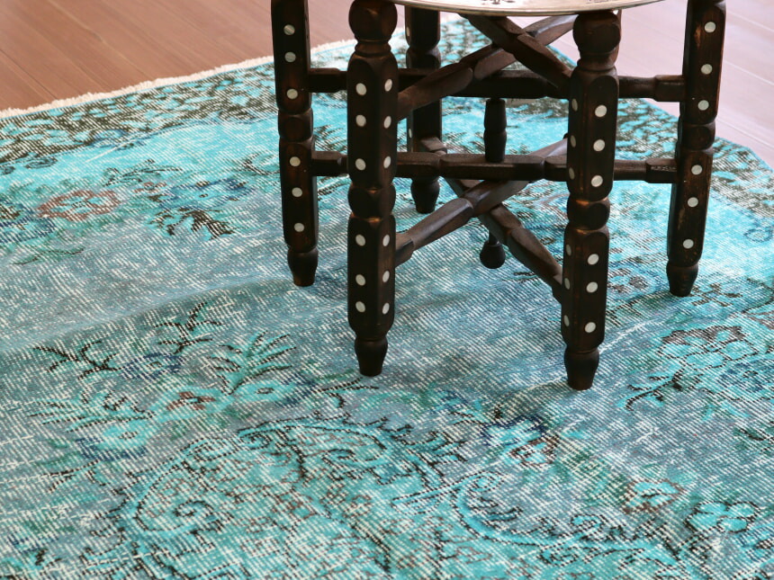 楽天市場】オーバーダイド ヴィンテージラグ ターコイズブルー 265