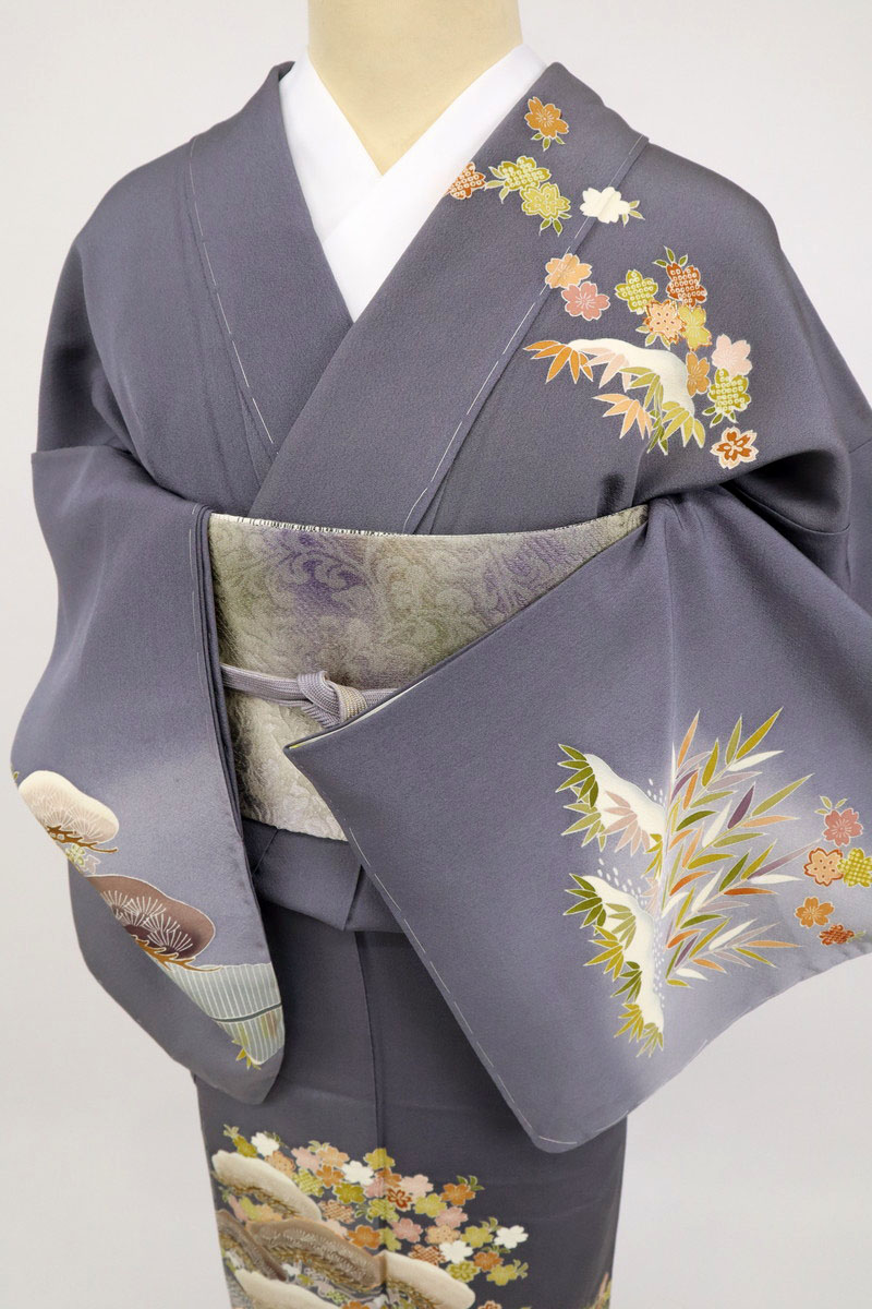 楽天市場】【中古】絢爛豪華 訪問着 御所解き文松竹梅 落款有 丼鼠色
