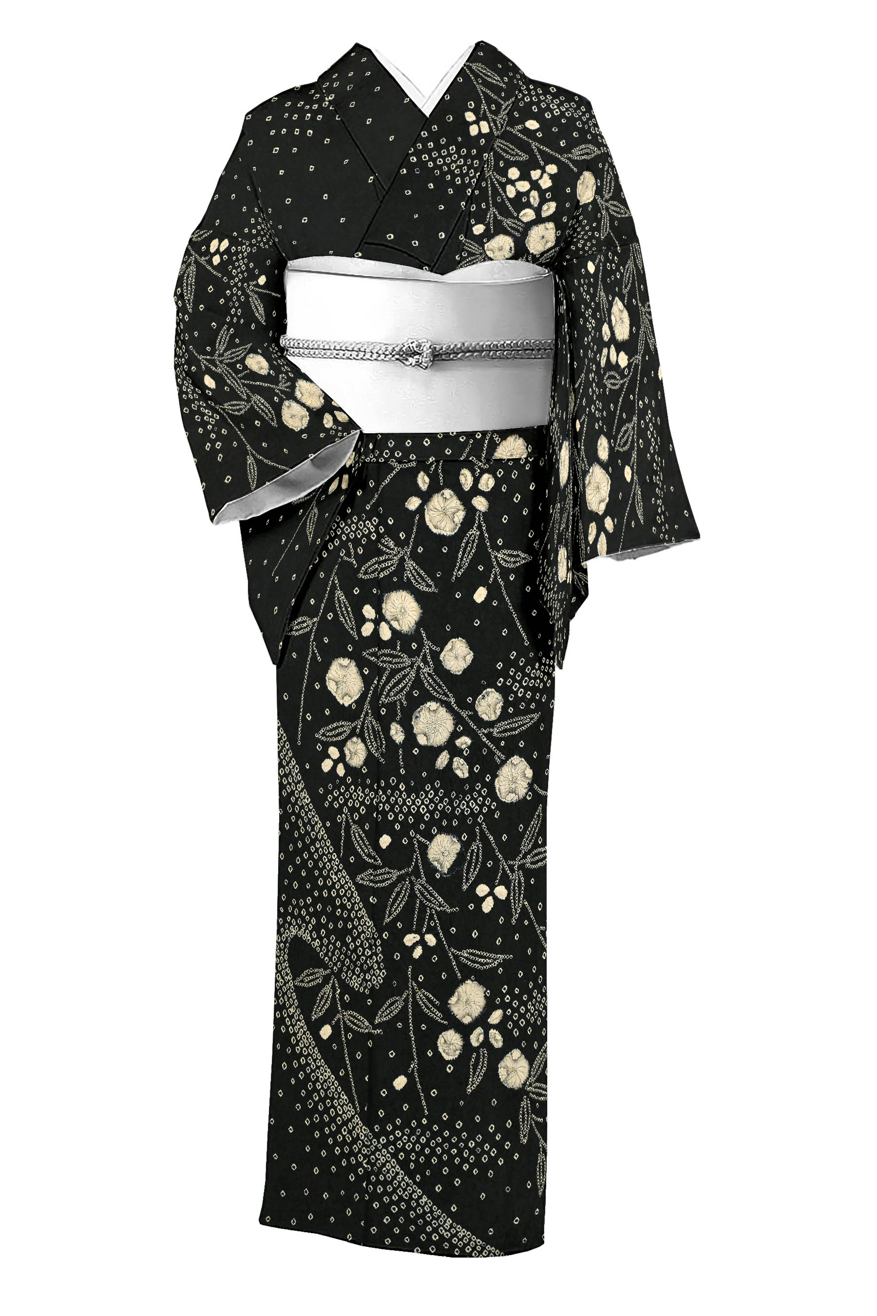 御仕立て上がり・中古美品】 特選絞り染め訪問着 「枝垂れ辻が花」 白