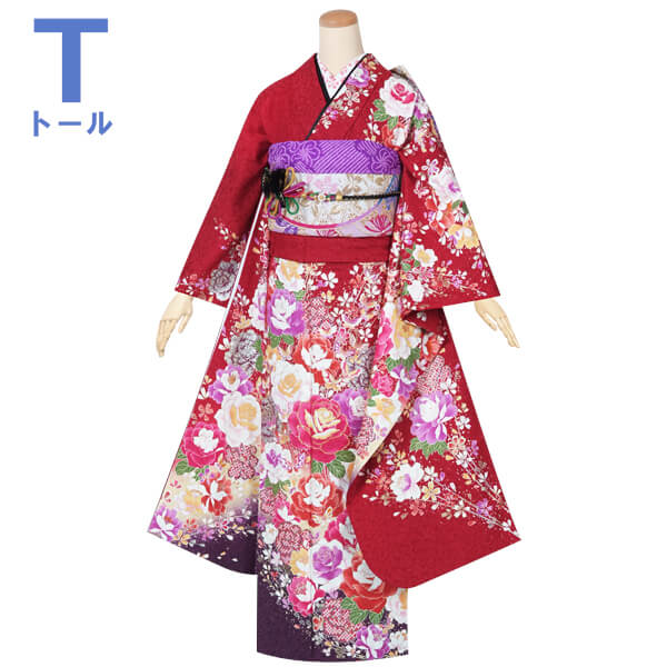 楽天市場】【成人式 振袖 レンタル】RS1440 正絹 赤 薔薇に牡丹 蝶フル