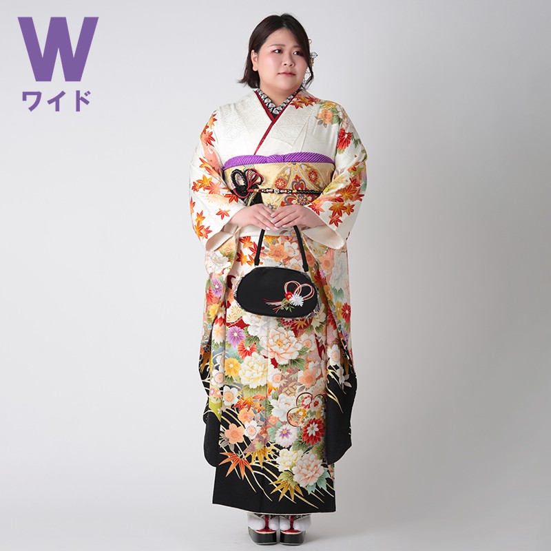 楽天市場】【成人式 振袖 レンタル】RS1537 正絹 白 熨斗に牡丹紅葉