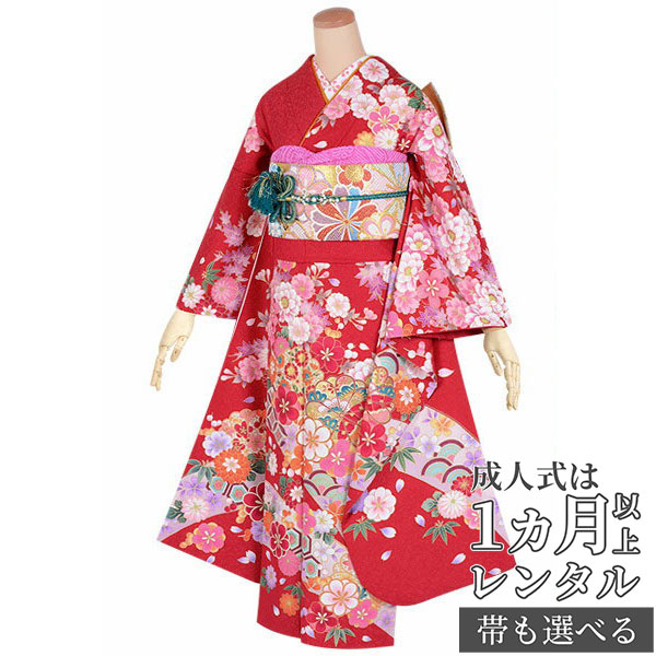 楽天市場】【成人式 振袖 レンタル】RS1648 正絹 赤 花尽くし（絹