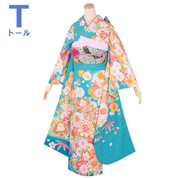 楽天市場】【成人式 振袖 レンタル】RS1737 正絹 水色 流水に花尽くし