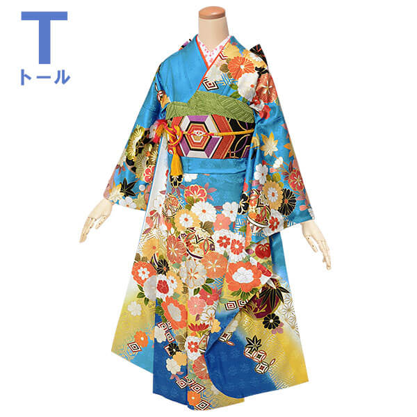 楽天市場】【成人式 振袖 レンタル】RS1811 正絹 青×白 毬に桜菊梅松