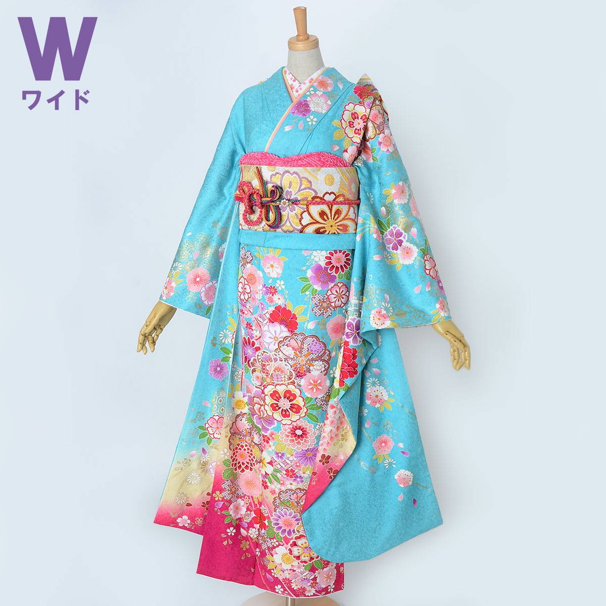 楽天市場】【成人式 振袖 レンタル】RS1904 正絹 水色 枝垂桜に花
