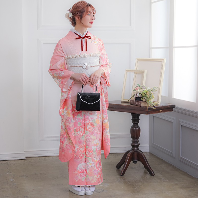 楽天市場】【振袖 レンタル】 結婚式 結納R1926 正絹 ピンク 薔薇尽し