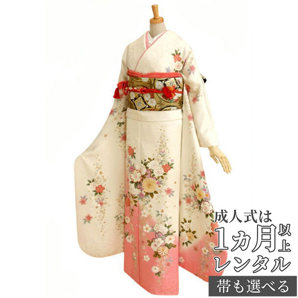 楽天市場】【成人式 振袖 レンタル】RS166 正絹 白 ピンク桜フルセット