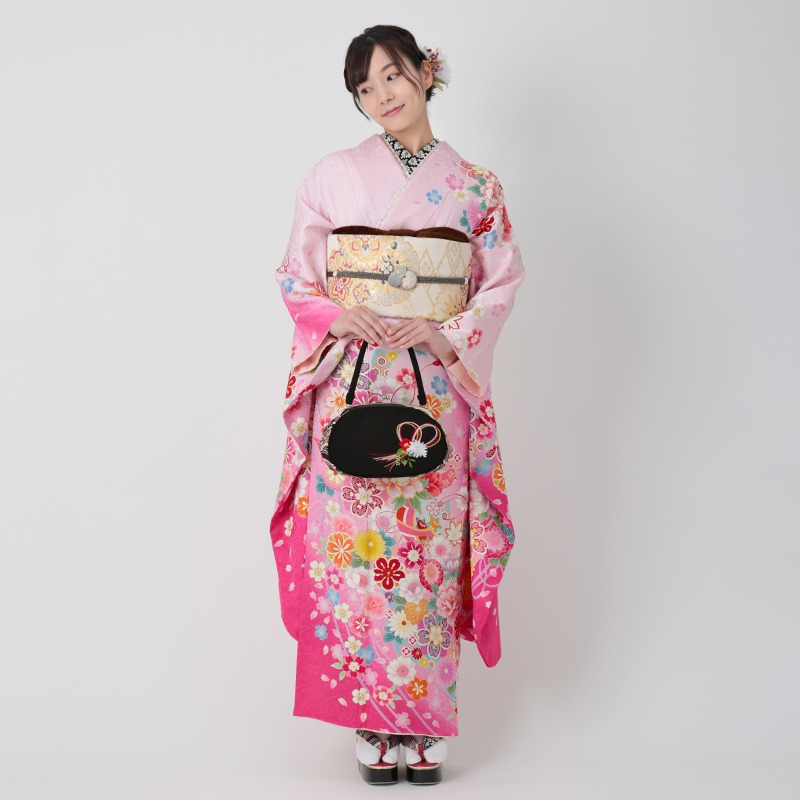 楽天市場】【成人式 振袖 レンタル】RS1152 正絹 ピンク 桜牡丹に毬