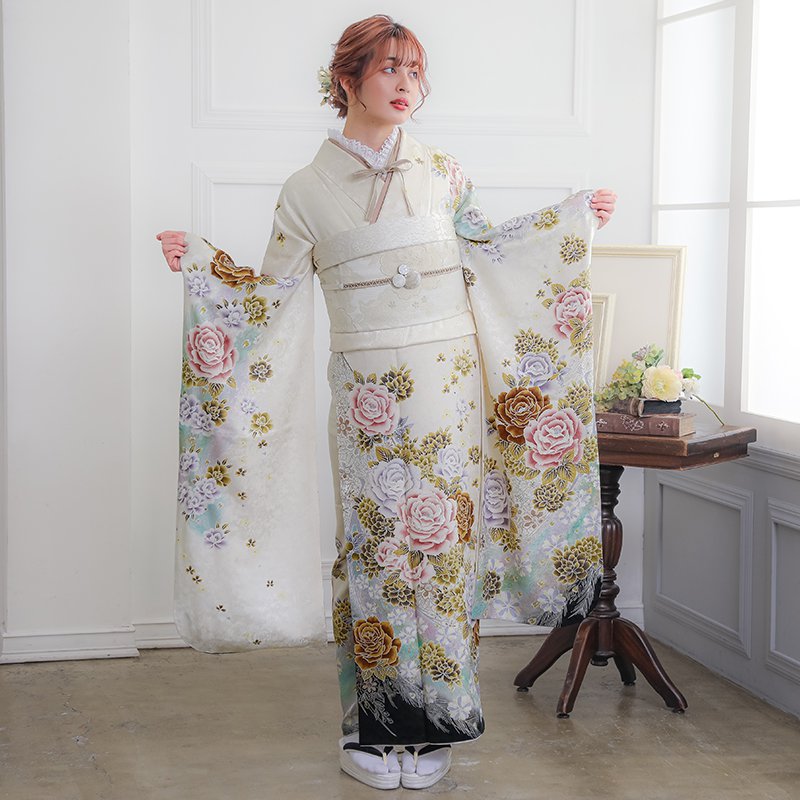 楽天市場】成人式早割クーポン10％オフ【振袖 レンタル】RS586 正絹 白