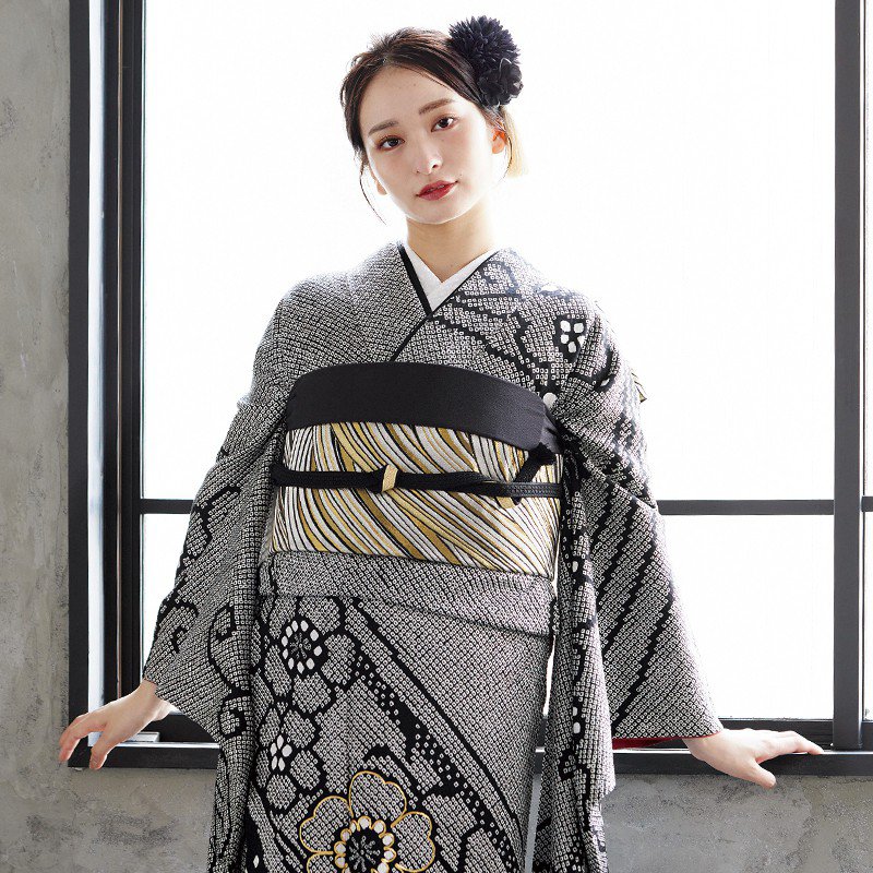 楽天市場】成人式早割クーポン10％オフ【振袖 レンタル】RS534 正絹 黒