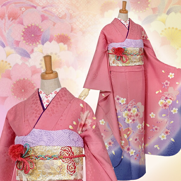楽天市場】【成人式 振袖 レンタル】RS971 正絹 ピンク 桜結びフル