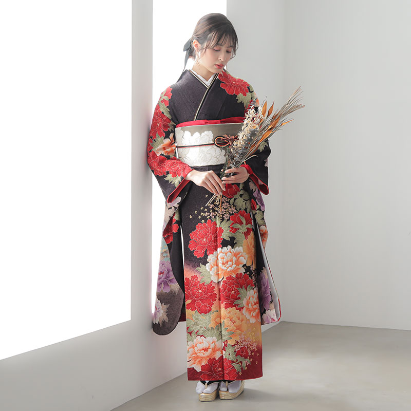 楽天市場】成人式早割クーポン10％オフ【振袖 レンタル】RS933 正絹 茶