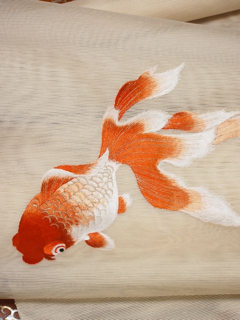 楽天市場】◇再入荷◇帯の誉田屋謹製 夏用紗九寸名古屋帯 金魚の刺繍