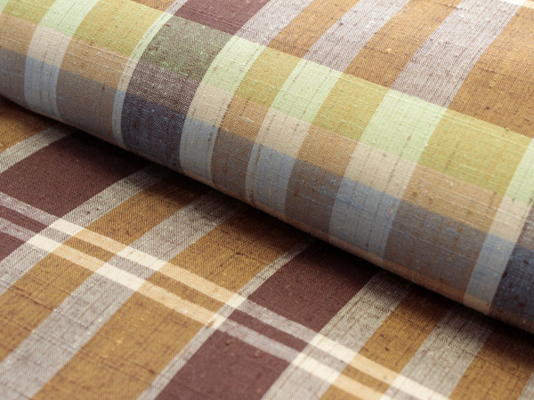 楽天市場】【正絹着物 仕立上り 単品 ブラウン系格子柄 フリーサイズ