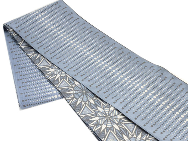 楽天市場】半幅帯 正絹 リバーシブル 博多織 小袋帯 長尺 4m グレー 白