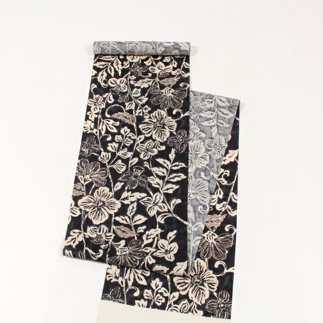 6k104 名古屋帯 絹 髭紬 白 黒 花柄 和装 着物 楽天市場】【ラスト30