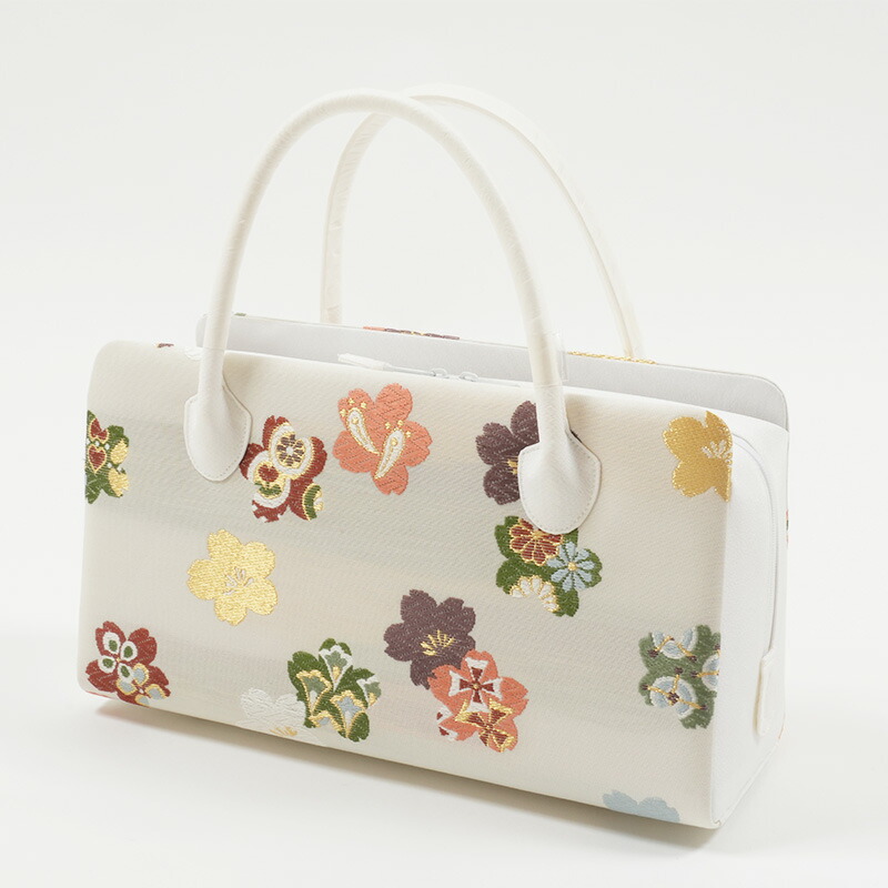 LINEOFFクーポン】利休バッグ 正絹 帯地 桜吉祥模様 金糸 古典柄