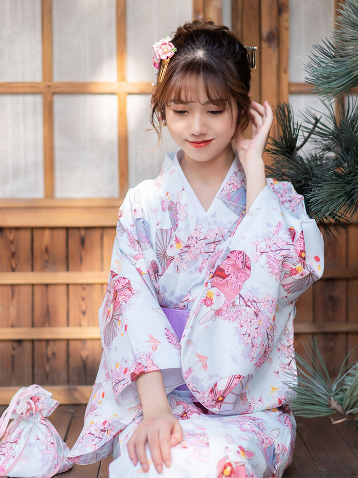 楽天市場】浴衣 浴衣+作り帯 2点セット 水色 ウサギ 浴衣セット