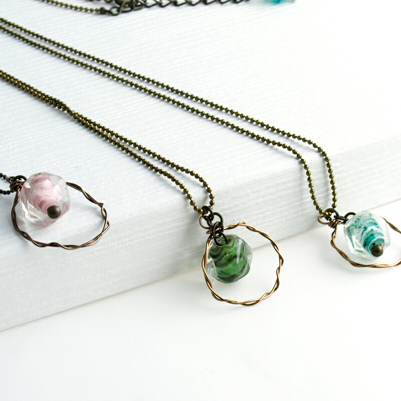 楽天市場】【クリスタル マーブル ネックレス】とんぼ玉 ネックレス