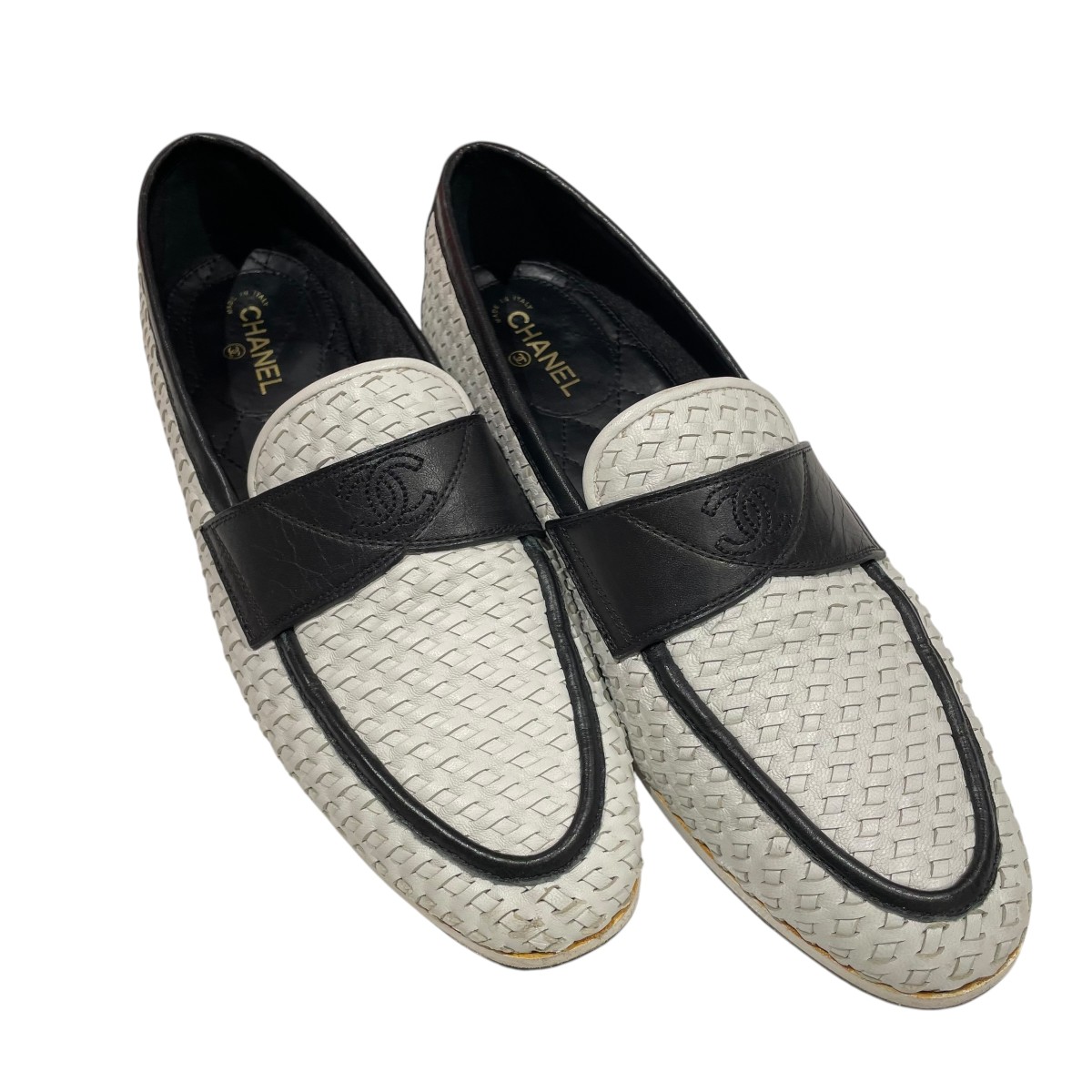 楽天市場】【中古】CHANELローファー ホワイト×ブラック サイズ：SIZE