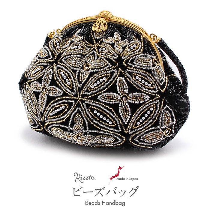楽天市場】手刺繍ビーズバッグ 国産グラスビーズ ブラック 七宝に華 袴