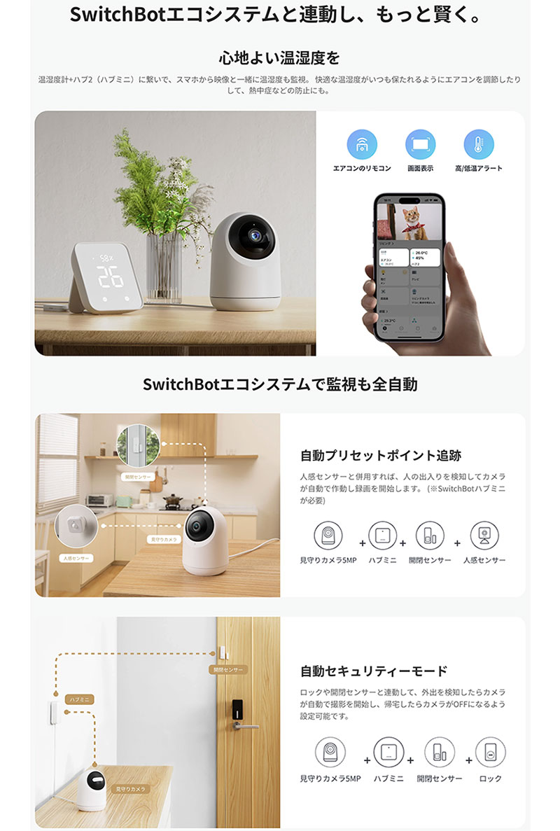 楽天市場】SwitchBot 見守りカメラPlus 5MP / HubMini Matter対応