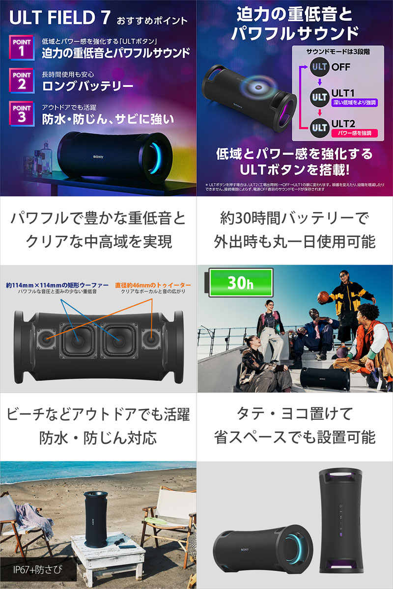 楽天市場】SONY ULT FIELD 7 Bluetooth 5.2 ワイヤレスポータブル