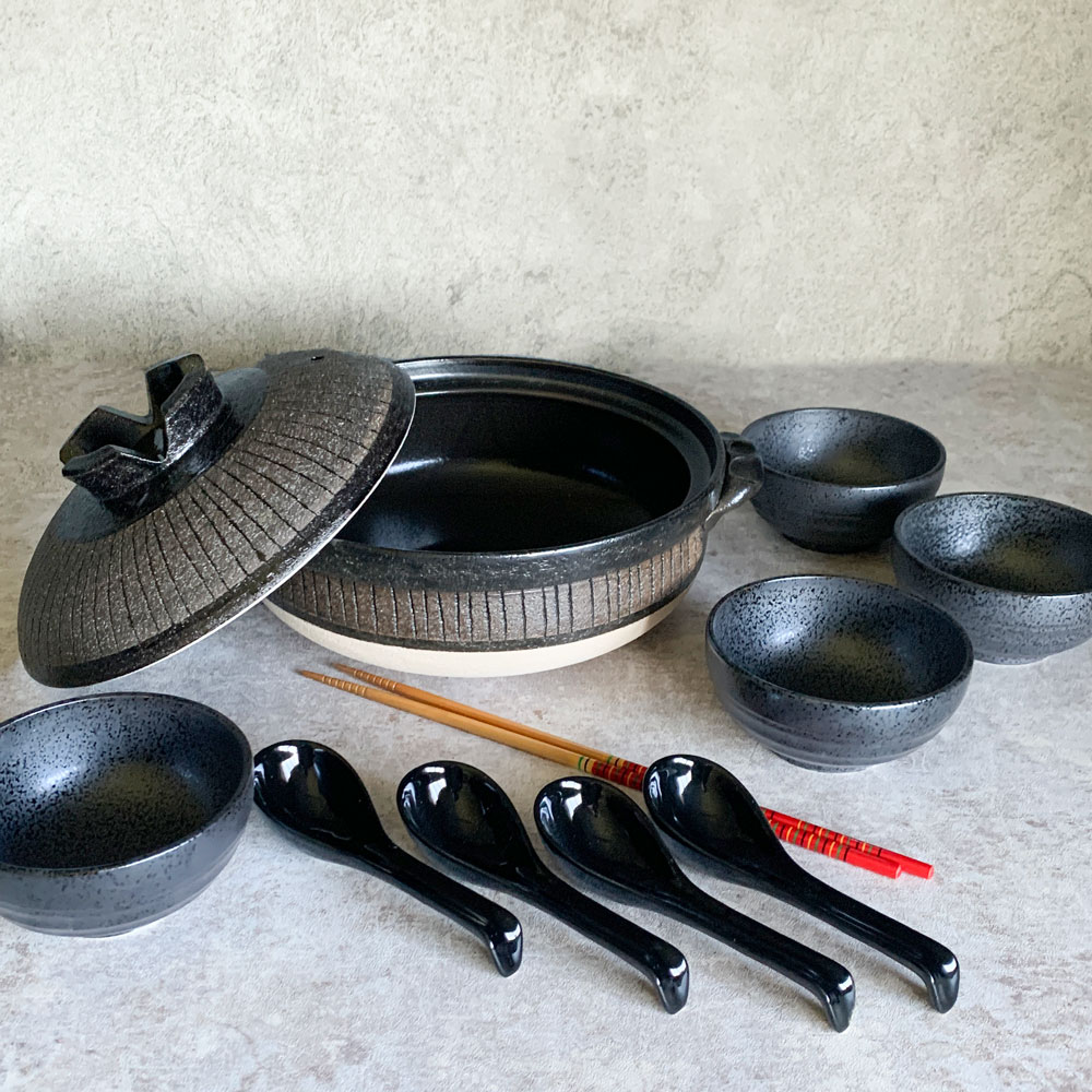 楽天市場】土鍋 9号 4人用 セット 黒十草 直火専用 おしゃれ 日本製