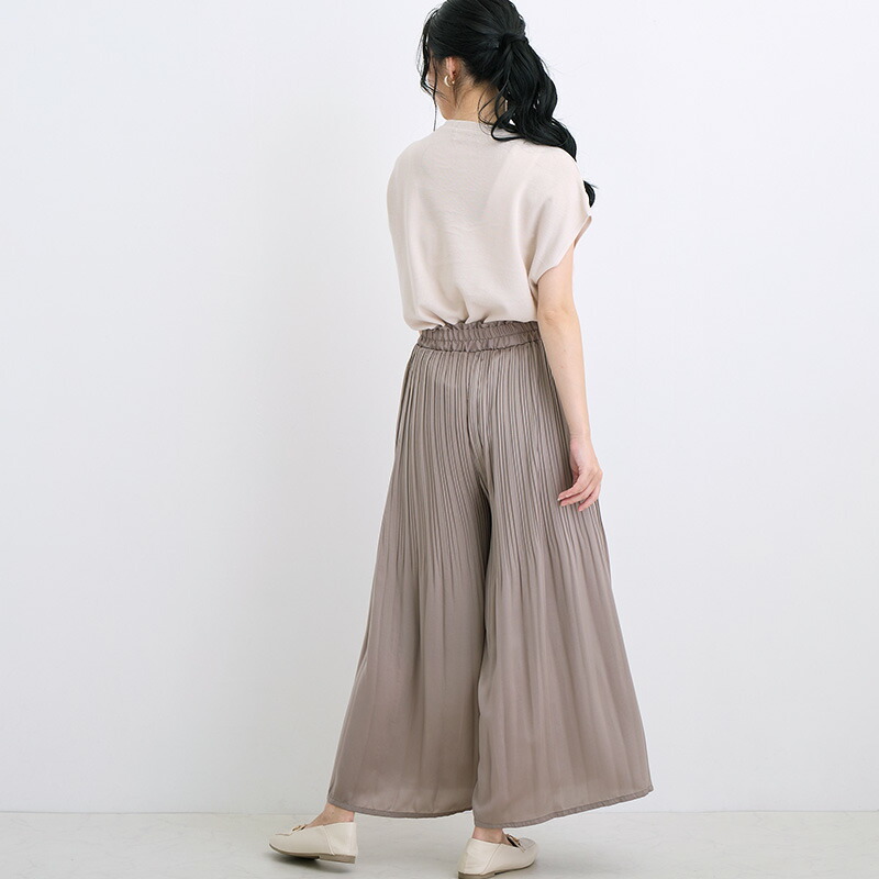 楽天市場】プリーツパンツ ロング ワイドパンツ ギャザーパンツ