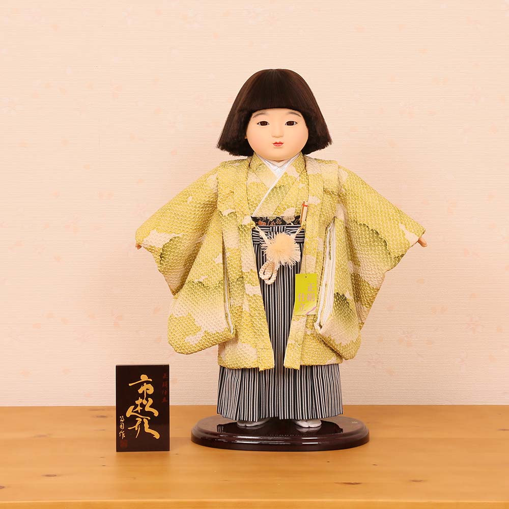 楽天市場】市松人形 齊藤公司作 13号 男の子 太郎 羽織正絹絞り 袴金襴
