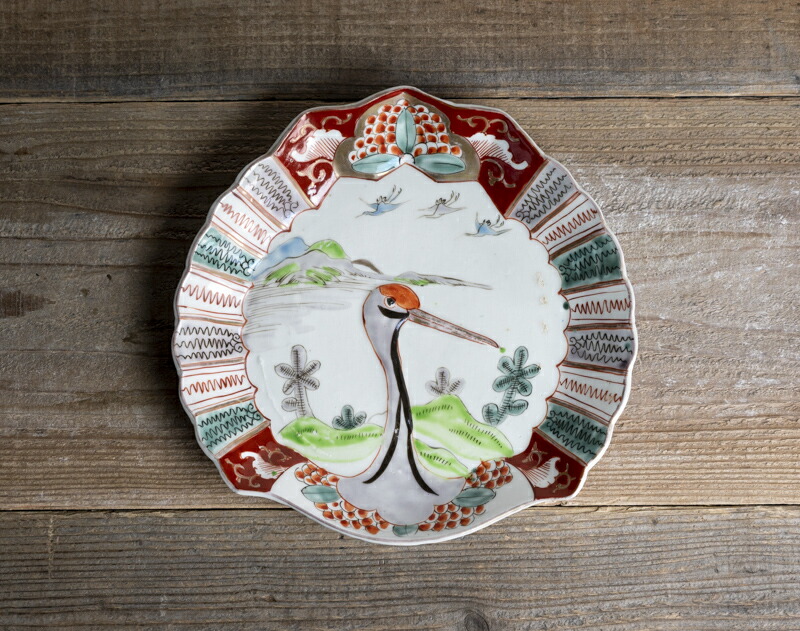 楽天市場】骨董○古伊万里色絵鶴型変形皿○W21.7cm | 江戸後期-19世紀
