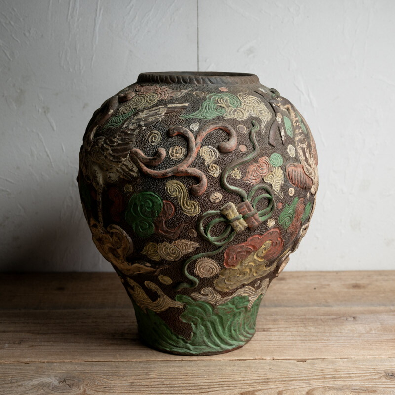 楽天市場】骨董○琉球焼色絵陽刻鳳凰文大壺○浮彫 | 江戸時代頃-19世紀