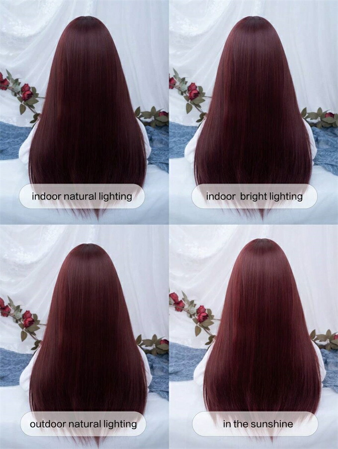 楽天市場】合成耐熱ストレートヘア前髪ウィッグ 赤 24インチ 全頭編