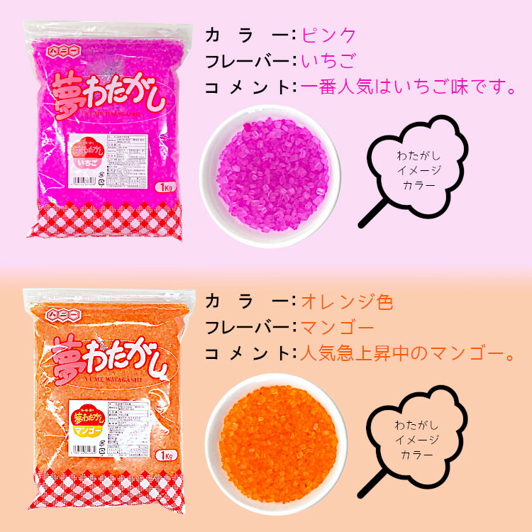 楽天市場】＼8袋選べる／夢わたがし 1kg 7種類×8袋選択（計8kg）／宅配