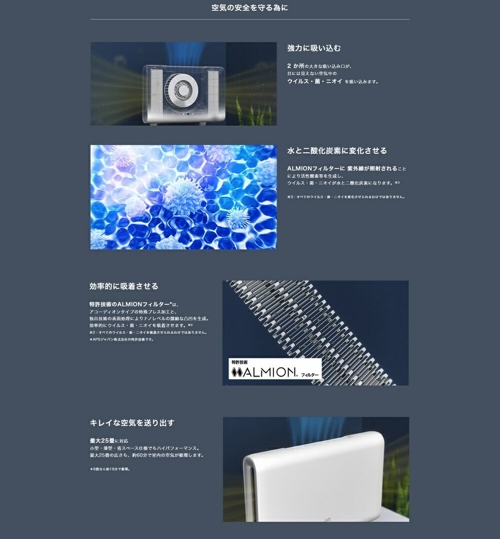 楽天市場】楽天1位！ JVC 光触媒 除菌 脱臭機 fresair WL-AC1000