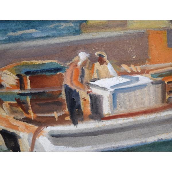 楽天市場】繁野 三郎「港風景」水彩画5号 道展名誉会員 北海道水彩画界