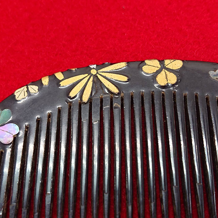 楽天市場】0081 螺鈿細工の櫛・笄セット 草花文様こうがい